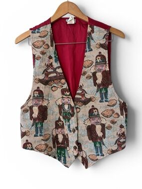 Vintage Backyard Blues Nutcracker Tapestry Vest Made USA Christmas Holiday